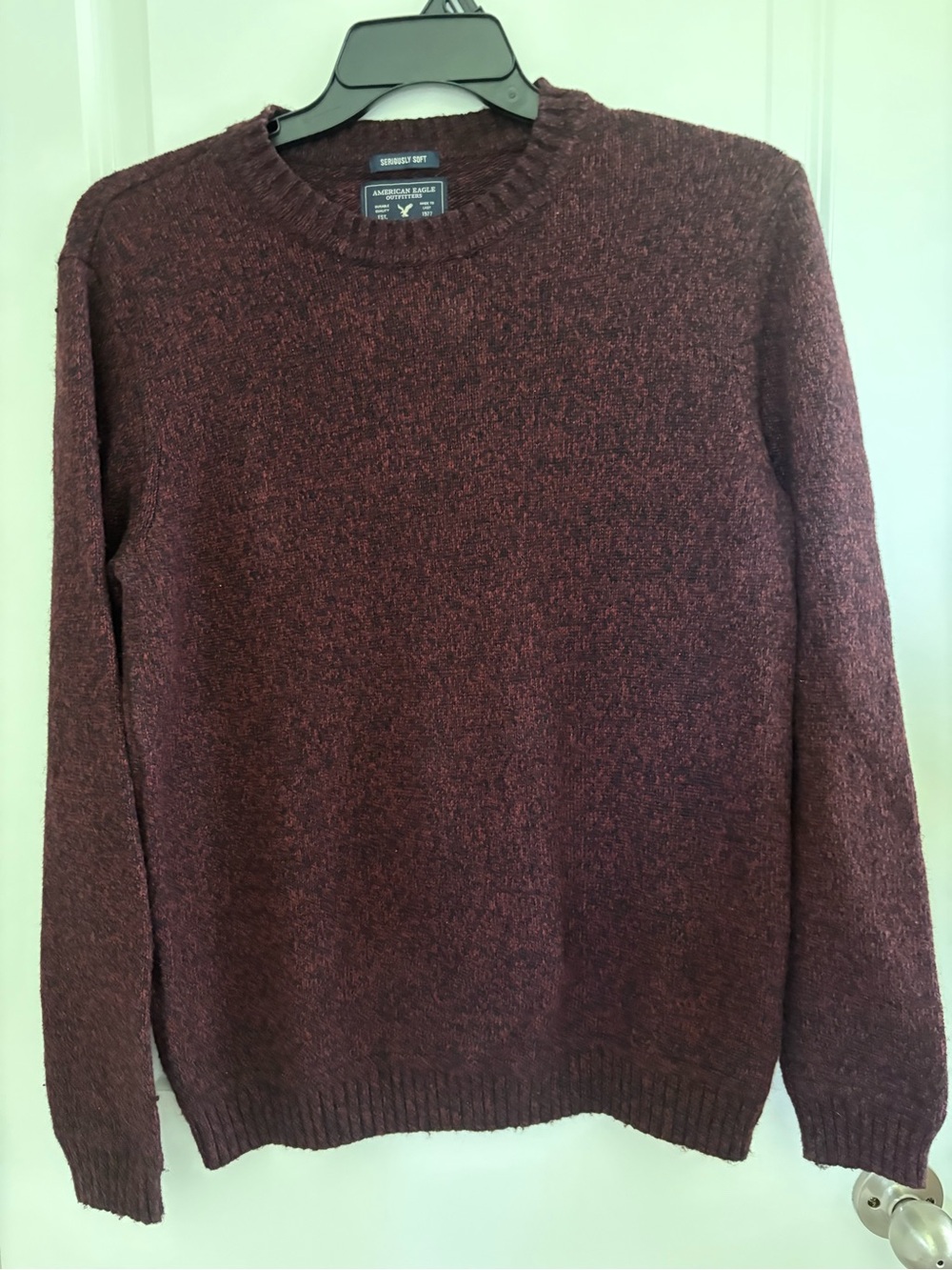 American Eagle Outfitters Marled Wine Crewneck Sweater LG